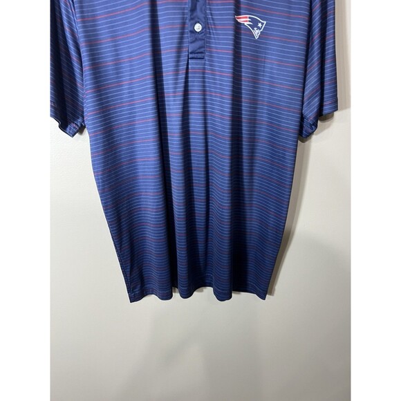 NFL Team Apparel New England Patriots Polo Navy Blue Striped Short Sleeves Large - Picture 5 of 10